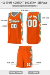 Orange White-Aqua Triangle Splicing Basketball Jersey 2
