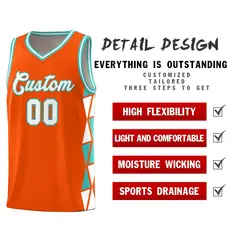 Orange White-Aqua Triangle Splicing Basketball Jersey 4