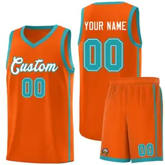 Orange White-Aqua Two Bars Basketball Uniform Jersey