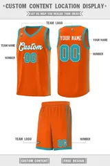 Orange White-Aqua Two Bars Basketball Uniform Jersey 2