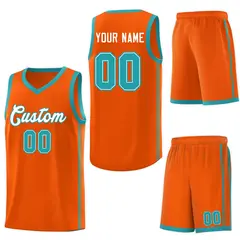 Orange White-Aqua Two Bars Basketball Uniform Jersey 6