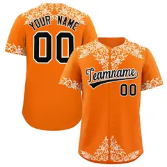 Orange White Baroque Style Baseball Jersey