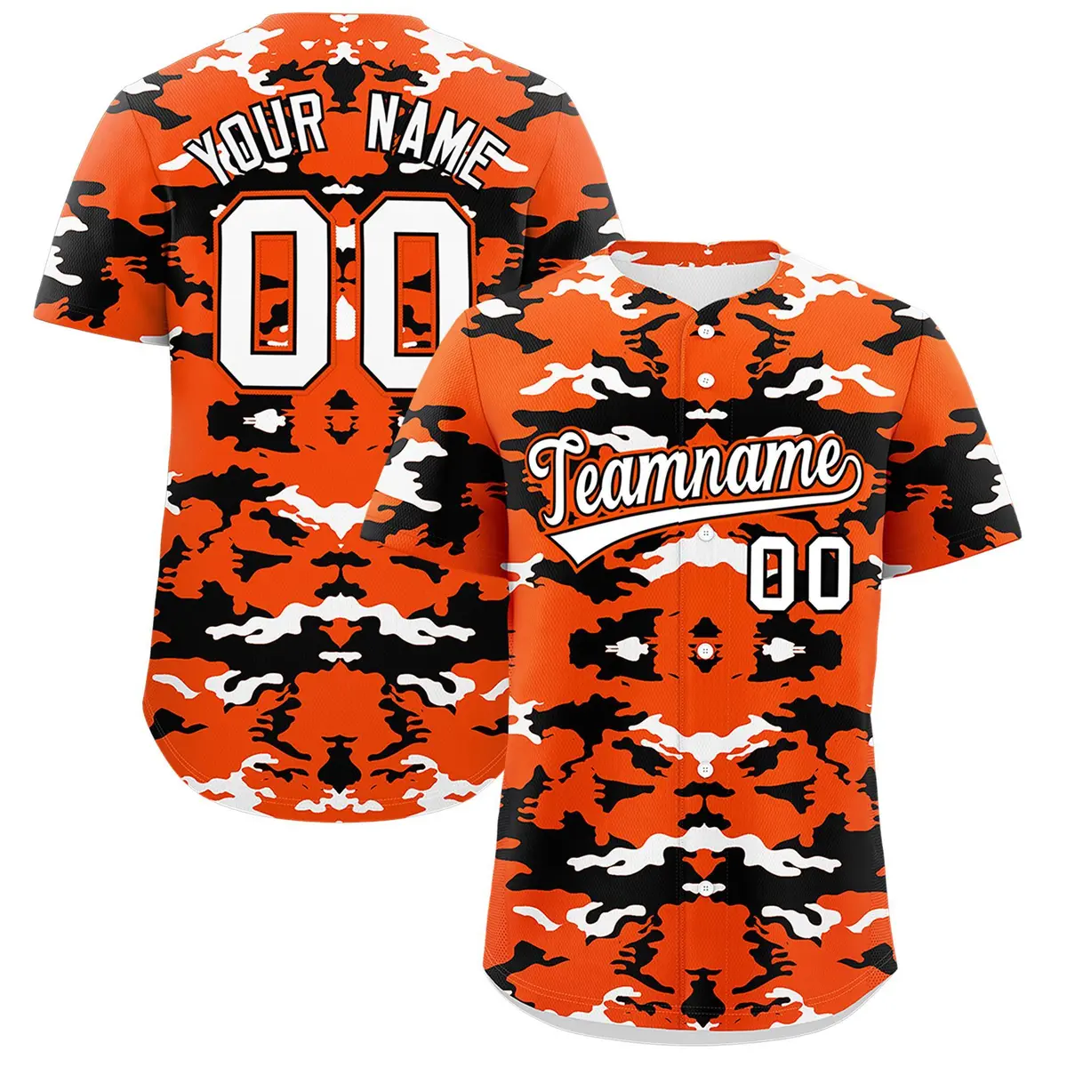 Orange White Black Camo Authentic Baseball Jersey
