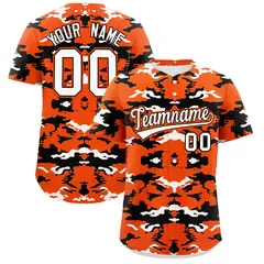 Orange White Black Camo Authentic Baseball Jersey