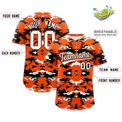 Orange White Black Camo Authentic Baseball Jersey 2