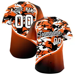 Orange White Black Camo Gradient Fashion Baseball Jersey