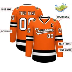 Orange White-Black Classic Hockey Jersey 2