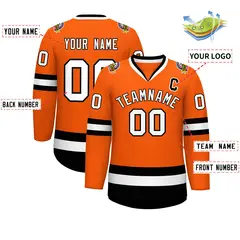 Orange White-Black Classic Hockey Jersey 2