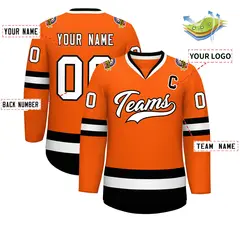 Orange White-Black Classic Hockey Jersey 2