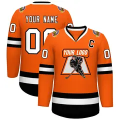 Orange White-Black Classic Hockey Jersey 1