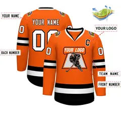 Orange White-Black Classic Hockey Jersey 2
