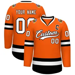 Orange White-Black Classic Hockey Jersey 1