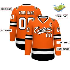 Orange White-Black Classic Hockey Jersey 2