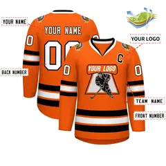 Orange White-Black Classic Hockey Jersey 2