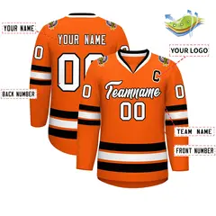 Orange White-Black Classic Hockey Jersey 2