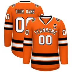 Orange White-Black Classic Hockey Jersey 1