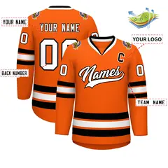 Orange White-Black Classic Hockey Jersey 2