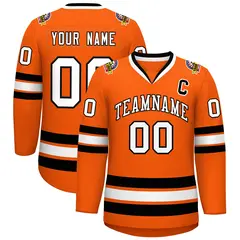 Orange White-Black Classic Hockey Jersey 1