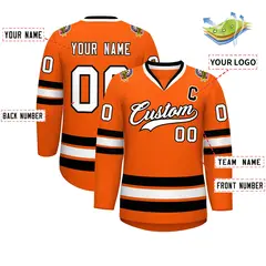 Orange White-Black Classic Hockey Jersey 2