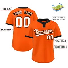 Orange White-Black Classic Two-Button Softball Jersey 2