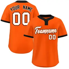 Orange White-Black Classic Two-Button Softball Jersey