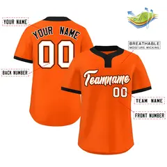 Orange White-Black Classic Two-Button Softball Jersey 2
