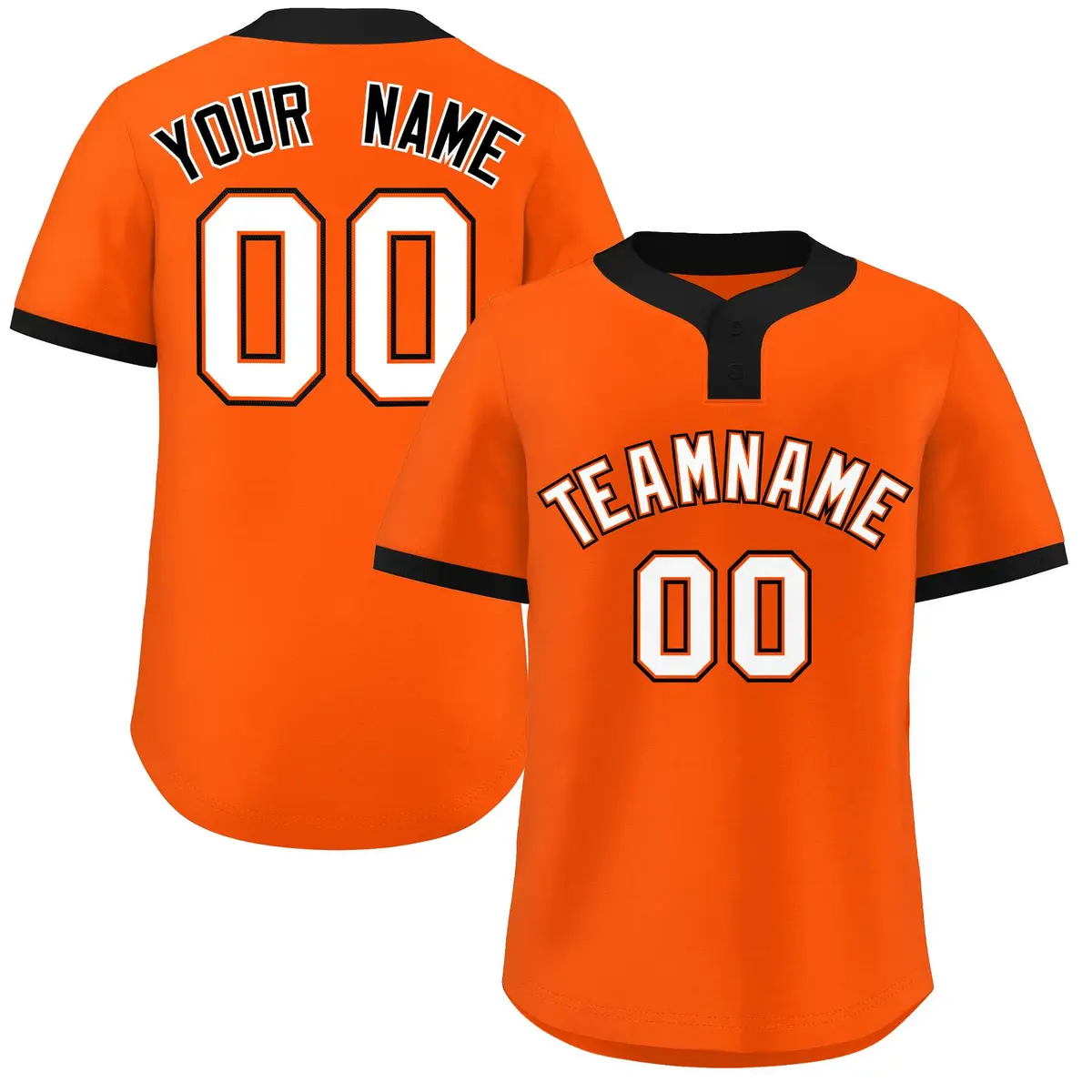 Orange White-Black Classic Two-Button Softball Jersey