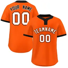 Orange White-Black Classic Two-Button Softball Jersey