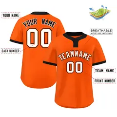 Orange White-Black Classic Two-Button Softball Jersey 2