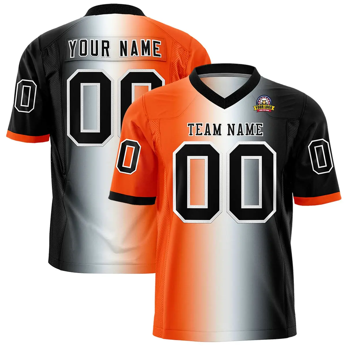 Orange White-Black Gradient Football Jersey