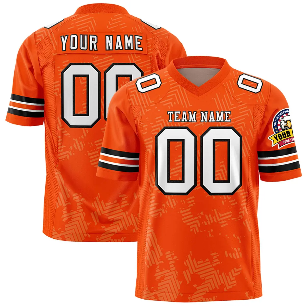 Orange White-Black Graffiti Line Authentic Football Jersey