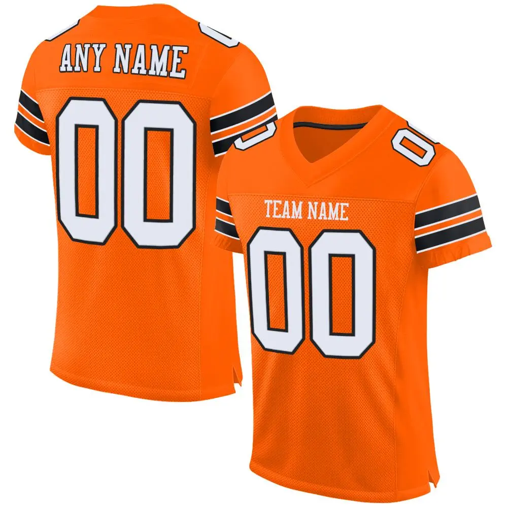 Orange White-Black Mesh Football Jersey