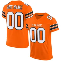 Orange White-Black Mesh Football Jersey 1