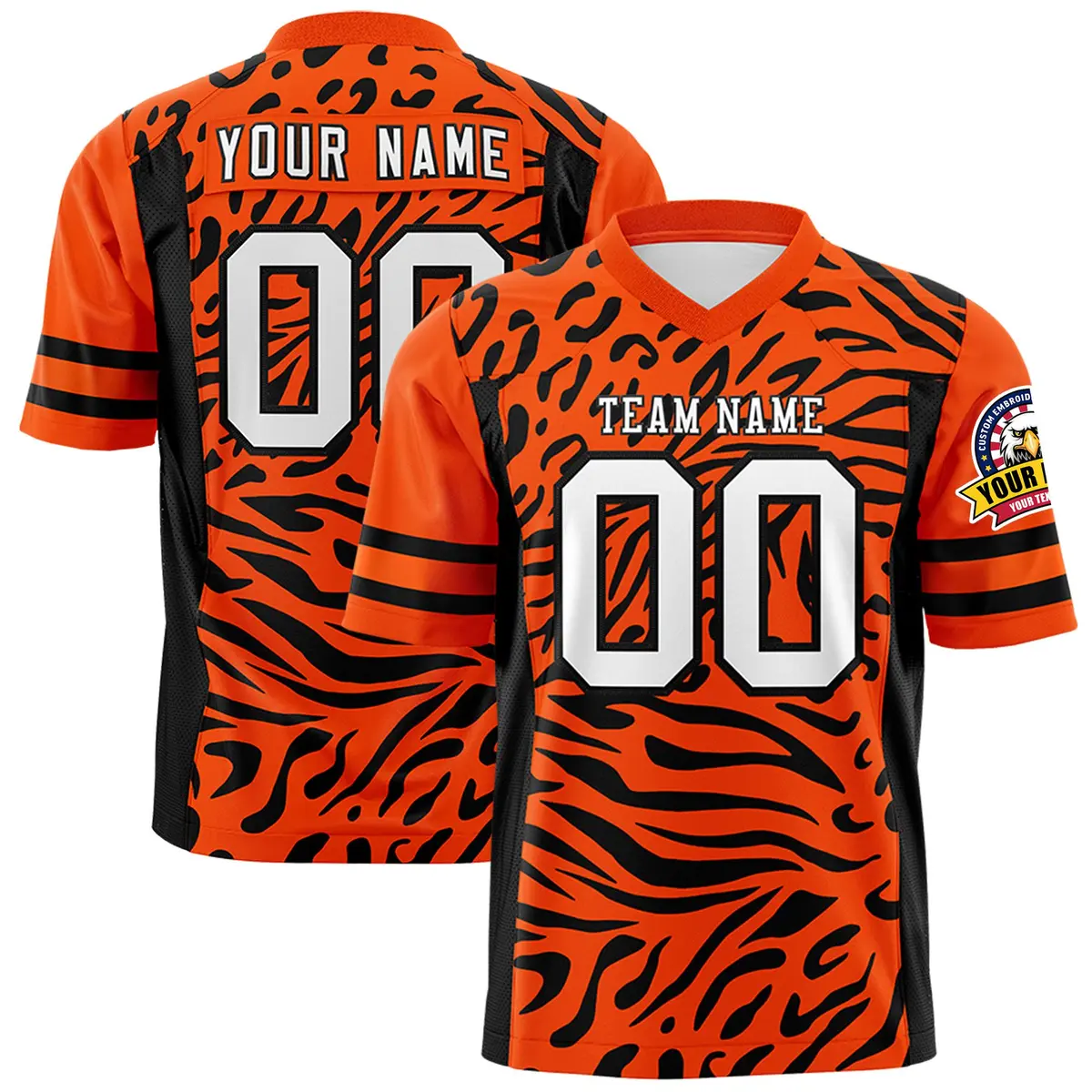 Orange White-Black Zebra Stripes Authentic Football Jersey