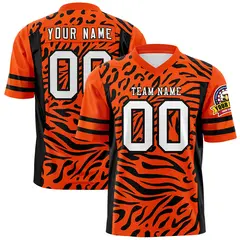 Orange White-Black Zebra Stripes Authentic Football Jersey