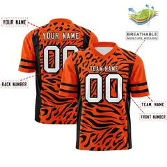 Orange White-Black Zebra Stripes Authentic Football Jersey 2