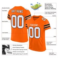 Orange White-Brown Mesh Football Jersey 2