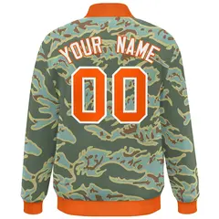 Orange White Camo Varsity Full-Snap Letterman Bomber Jacket 4