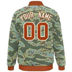 Orange White Camo Varsity Full-Snap Letterman Bomber Jacket 4