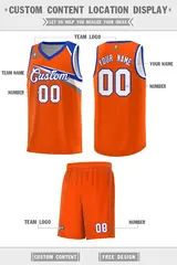 Orange White Chest Color Block Basketball Uniform Jersey 2