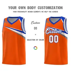Orange White Chest Color Block Basketball Uniform Jersey 3