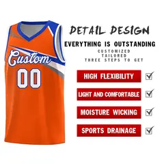 Orange White Chest Color Block Basketball Uniform Jersey 5