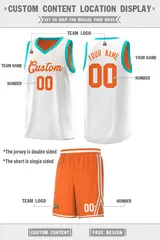 Orange White Chest Slash Pattern Double Side Basketball Jersey 2