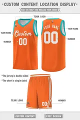Orange White Chest Slash Pattern Double Side Basketball Jersey 4