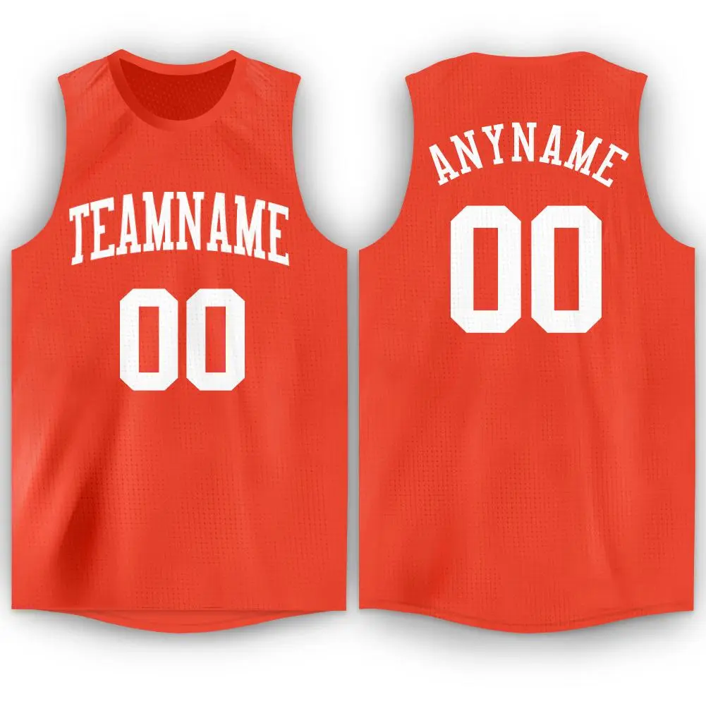 Orange White Classic Athletic Basketball Jersey