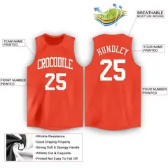 Orange White Classic Athletic Basketball Jersey 2