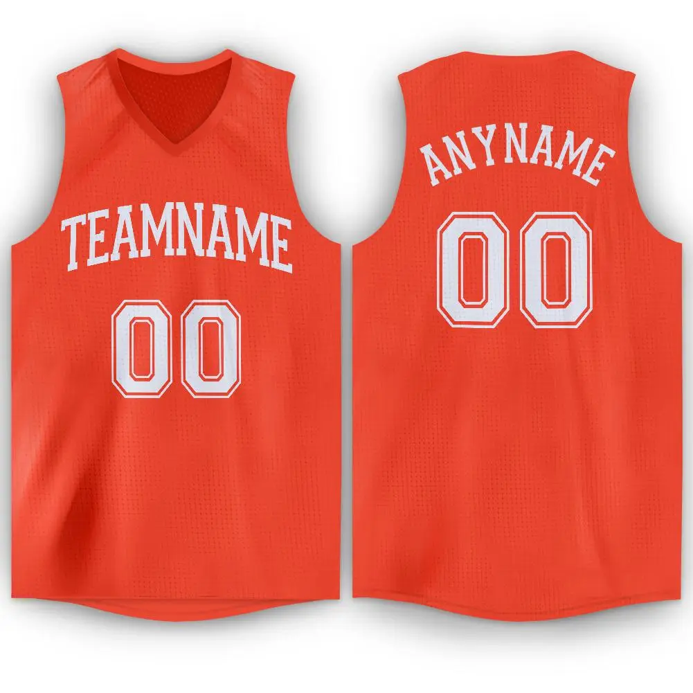 Orange White Classic Athletic Basketball Jersey