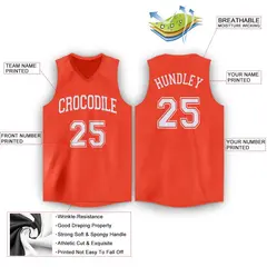Orange White Classic Athletic Basketball Jersey 2
