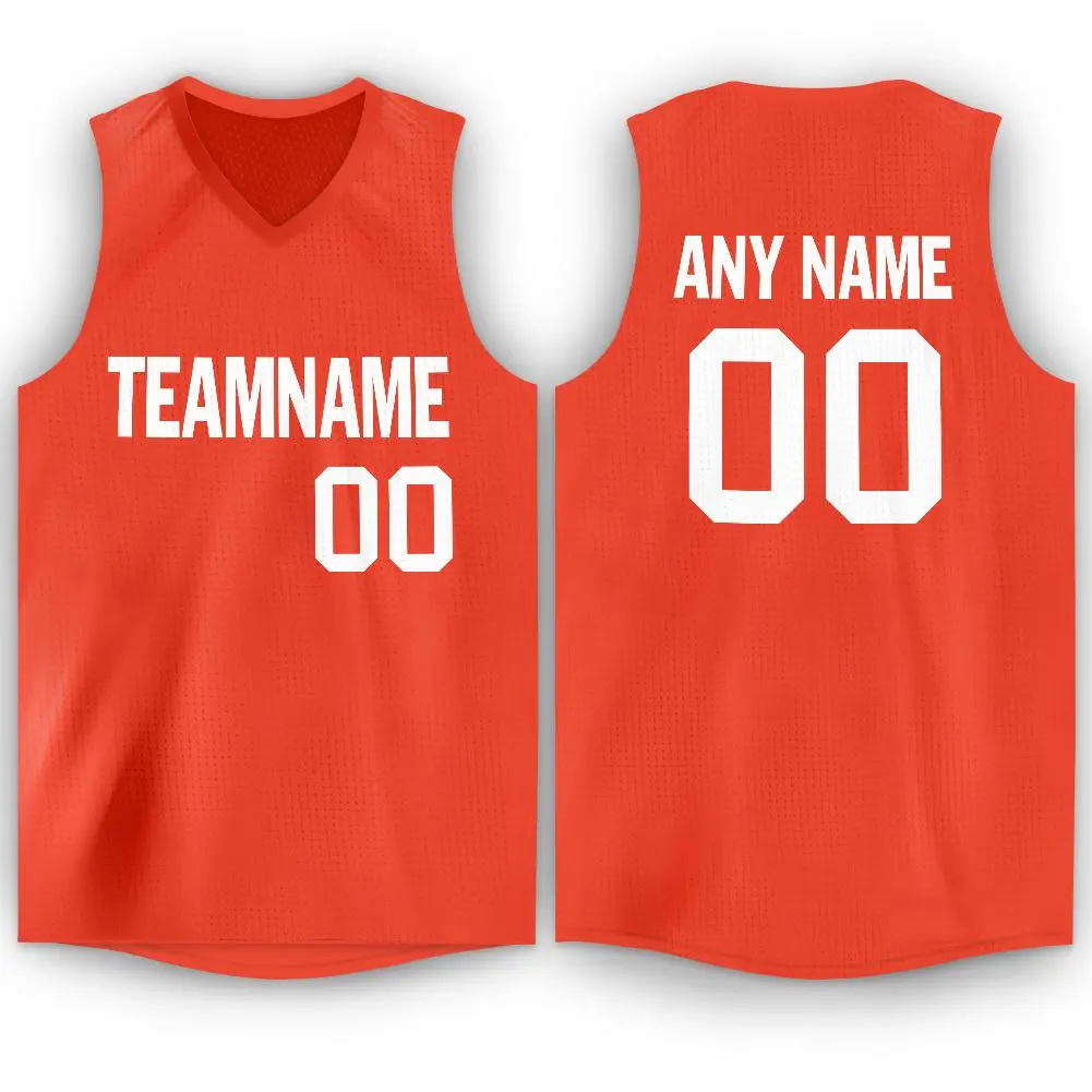 Orange White Classic Athletic Basketball Jersey