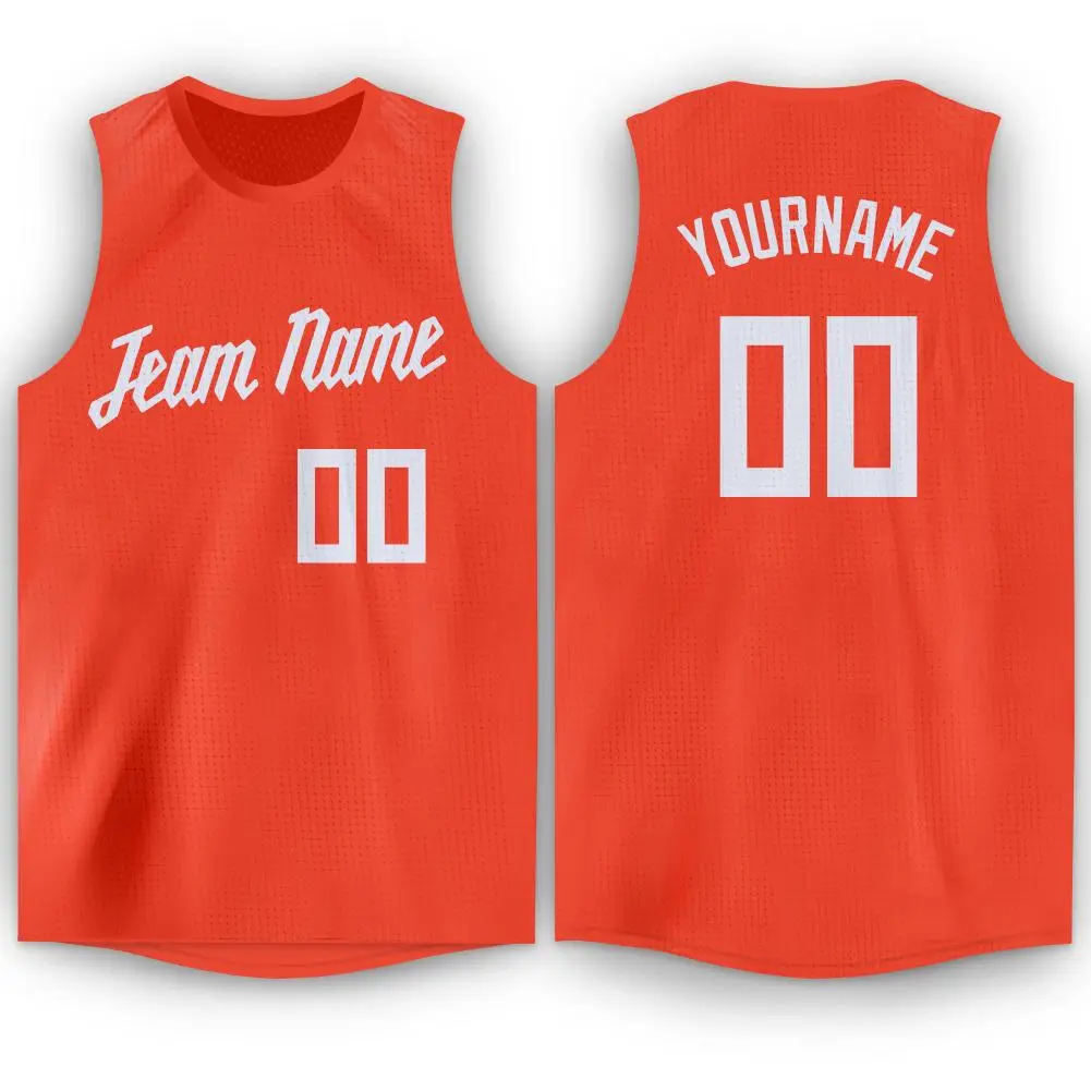 Orange White Classic Athletic Basketball Jersey